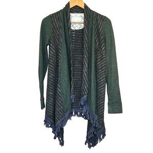 Anthropologie Womens Elise Blanket Cardigan Fringe Open Front Size S Lagenlook